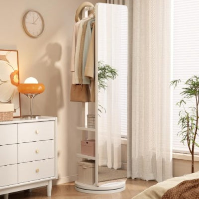 360° Rotating Wood Full Length Mirror 2 in 1 Floor Mirrors for Living Room Bedroom and Cloakroom