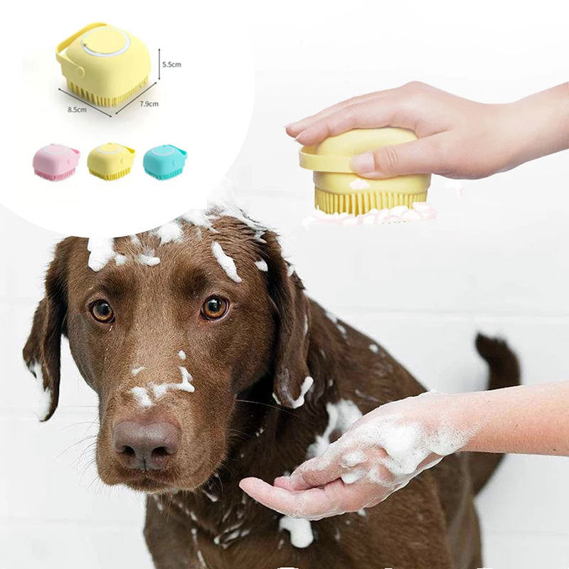 2-in-1 Pet Bath & Massage Brush | Shampoo Dispenser Grooming Tool for Dogs & Cats